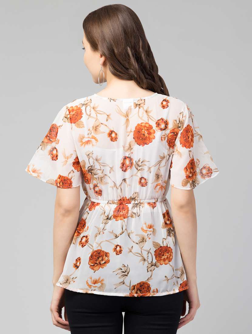 women white floral printed peplum top - 21074488 -  Standard Image - 2