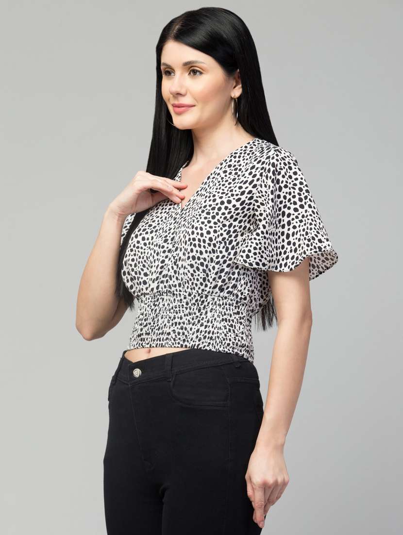 women white printed detailed crop top - 21074496 -  Standard Image - 2