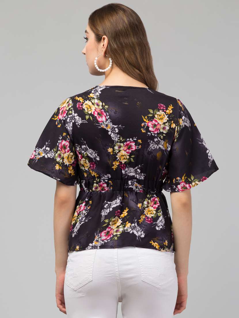 women black floral printed peplum top - 21074511 -  Standard Image - 2