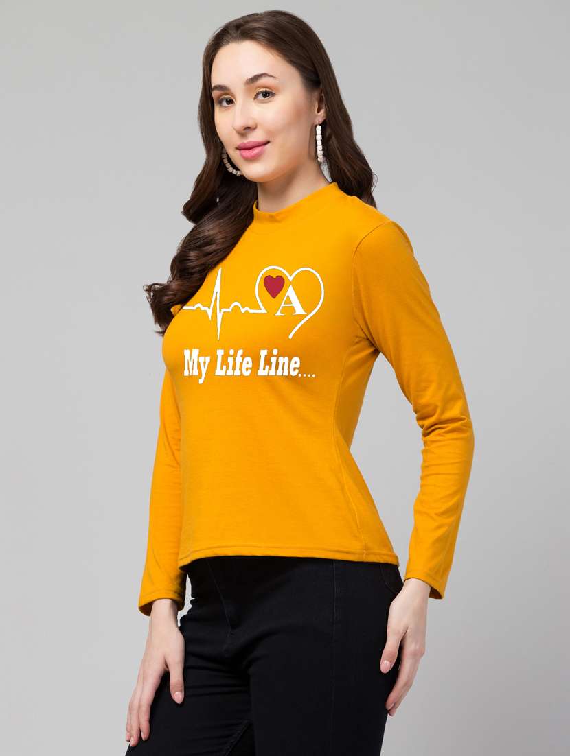 women yellow chest printed casual top - 21074520 -  Standard Image - 2