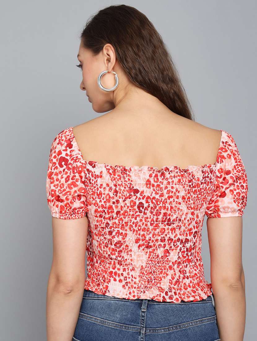 women red printed detailed crop top - 21074536 -  Standard Image - 2