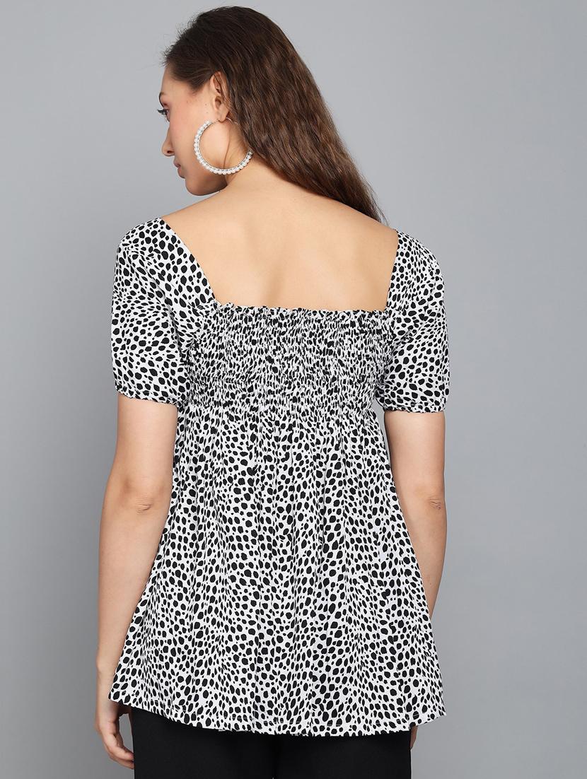 women white printed smocked detailed top - 21074537 - Standard Image - 2