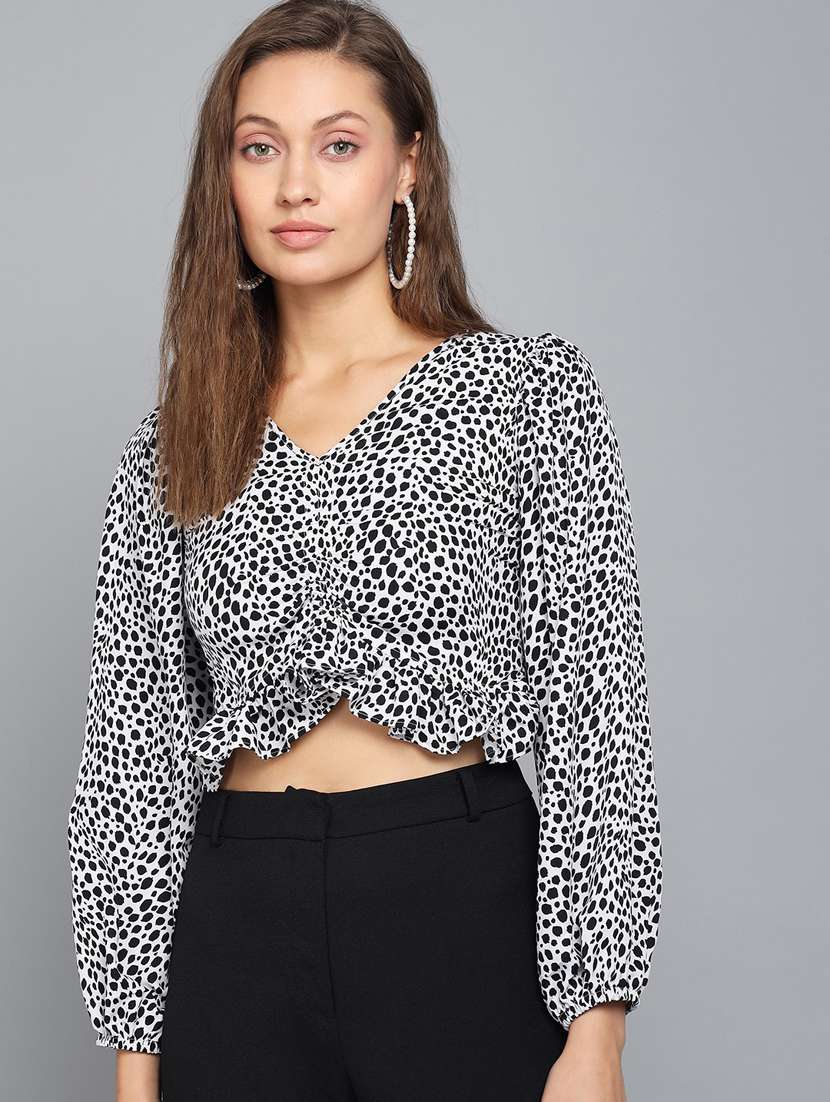women white printed detailed crop top