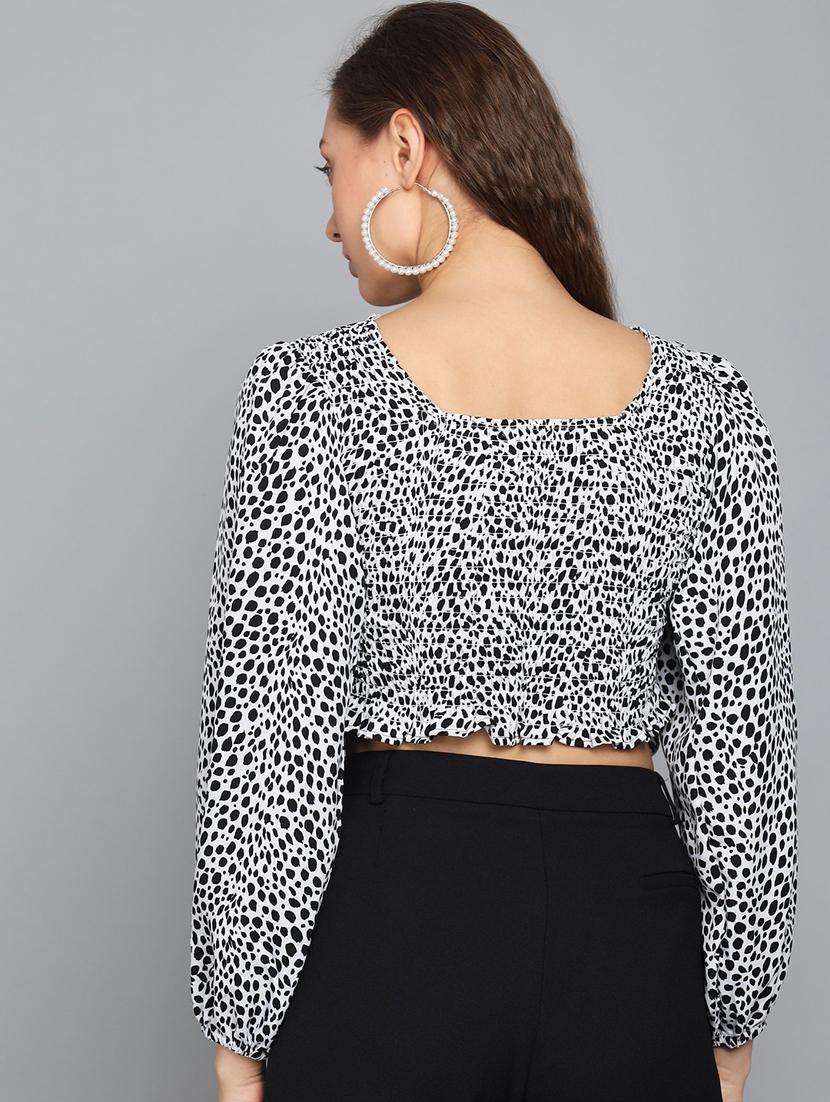 women white printed detailed crop top - 21074538 - Standard Image - 2