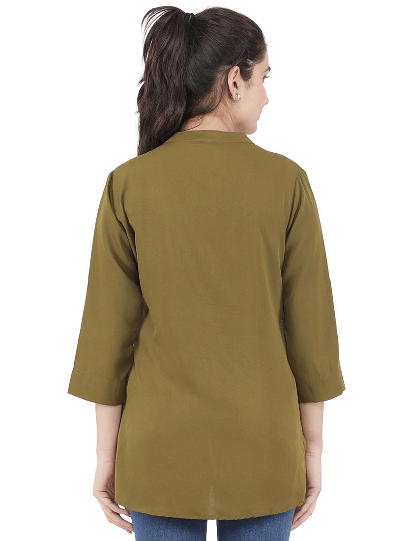 women green embroidered detailed regular top - 21074542 - Standard Image - 2