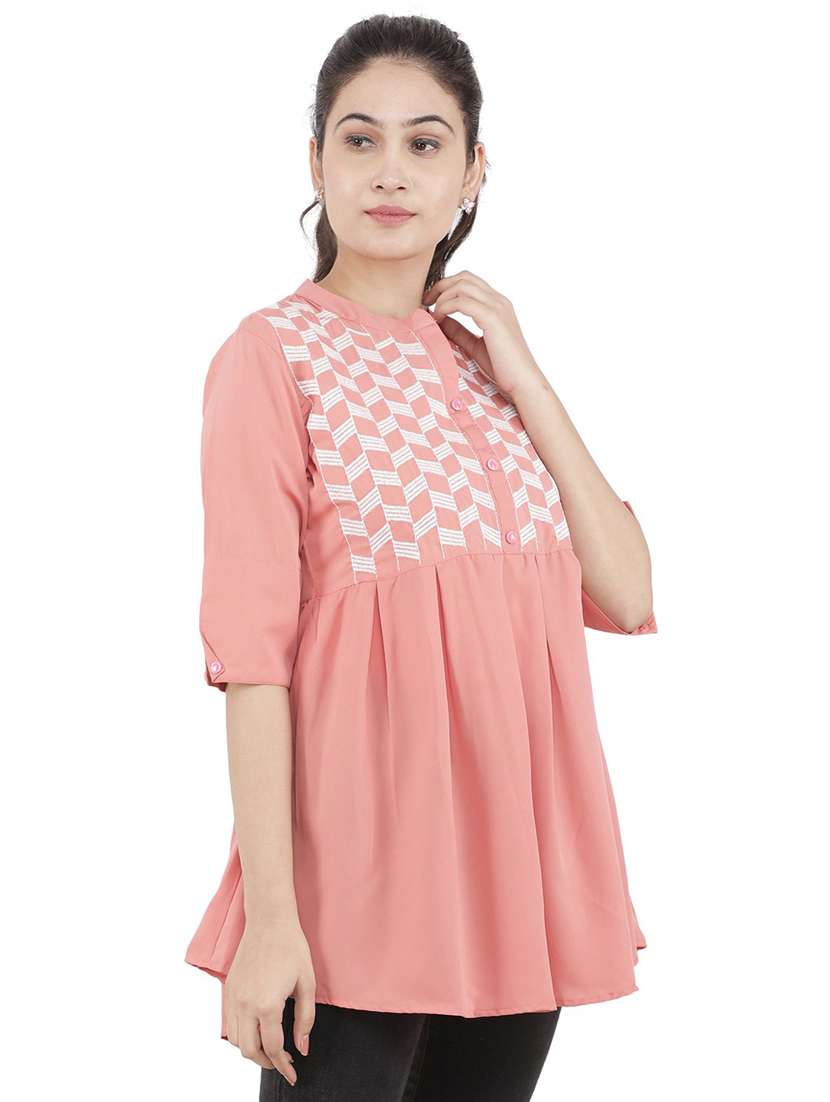 women peach embroidered detailed kurti - 21074547 -  Standard Image - 2