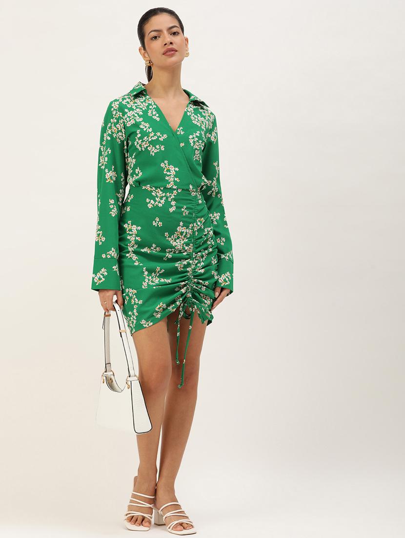 green crepe bodycon dress - 21074747 - Zoom Image - 0