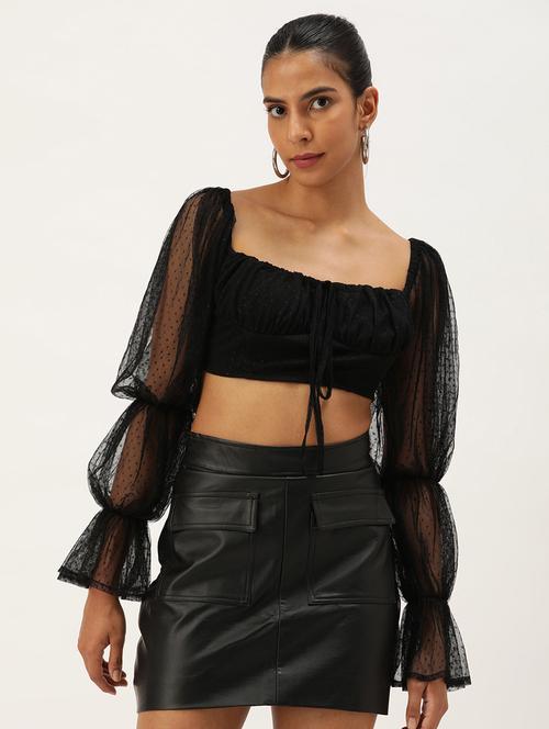 black net crop top - 21074752 - Standard Image - 0