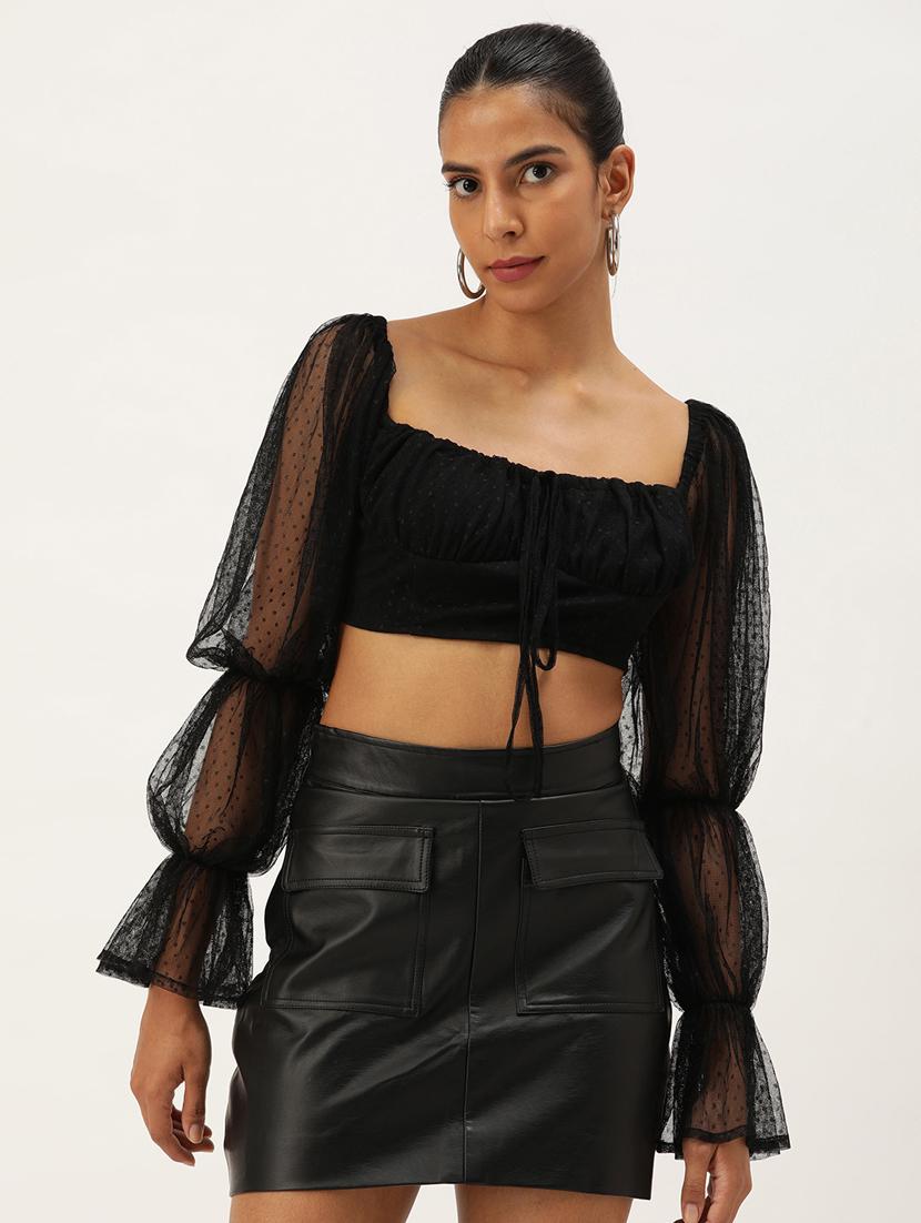 black net crop top - 21074752 - Zoom Image - 0