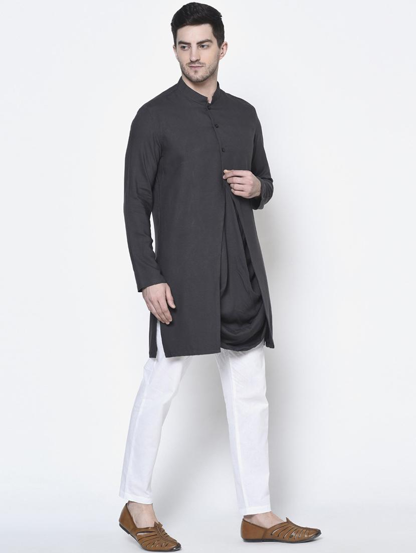 men mandarin neck long sleeves kurta - 21075376 - Standard Image - 2
