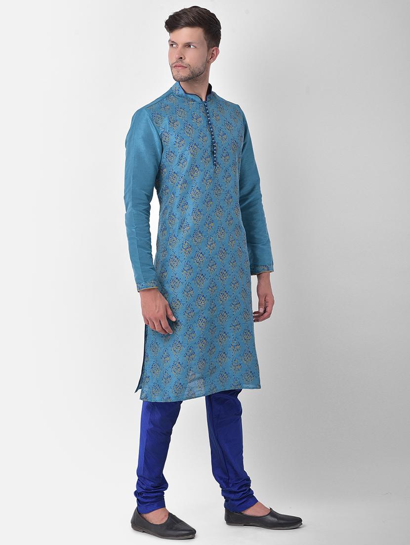men mandarin neck printed long kurta - 21075469 - Standard Image - 2