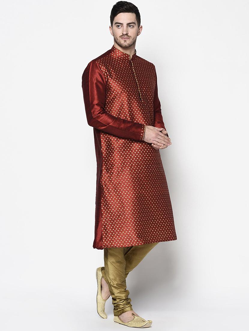 men mandarin neck printed long kurta - 21075492 - Standard Image - 2