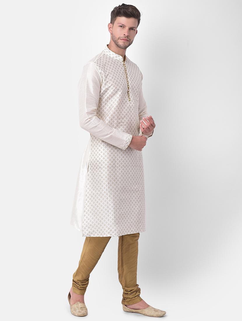 men mandarin neck printed long kurta - 21075518 - Standard Image - 2