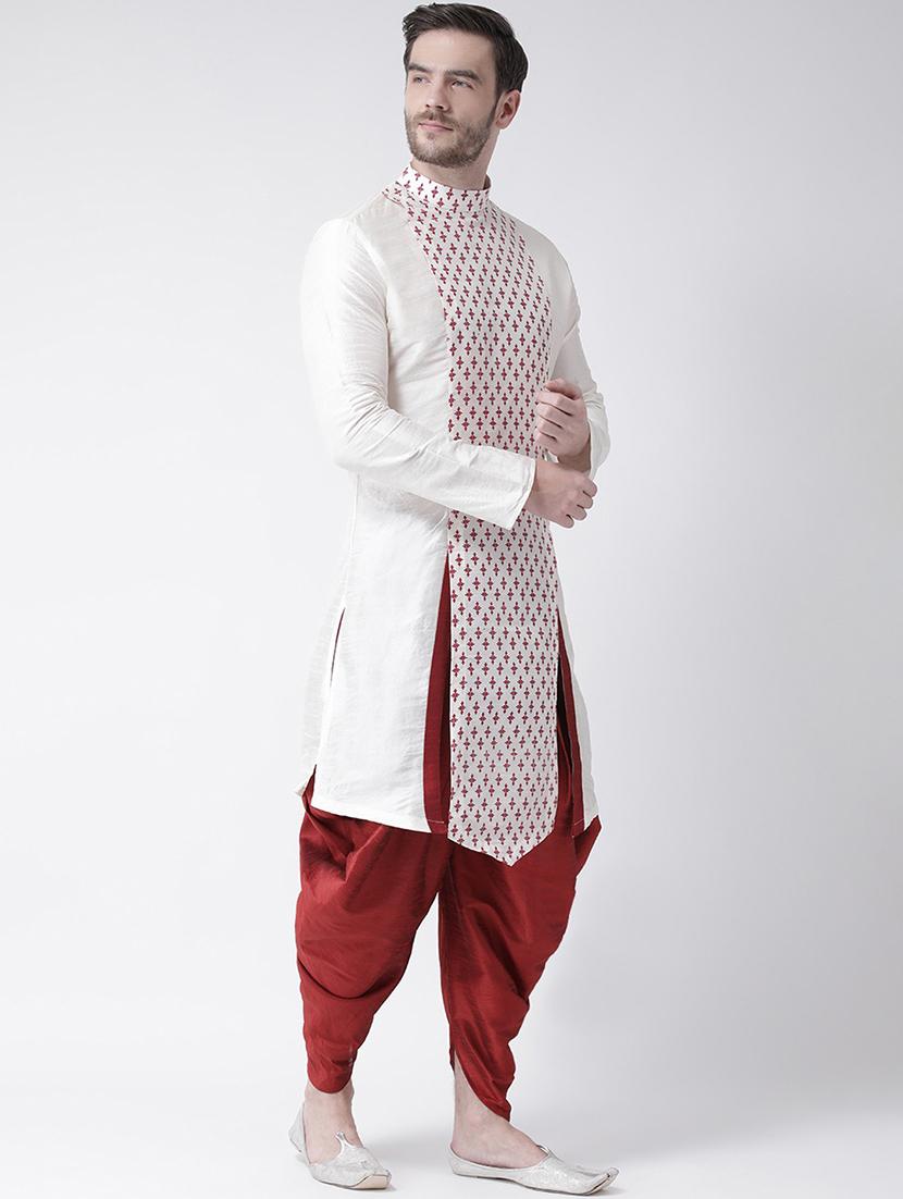 men overlap neck printed asymmetric kurta - 21075597 - Standard Image - 2