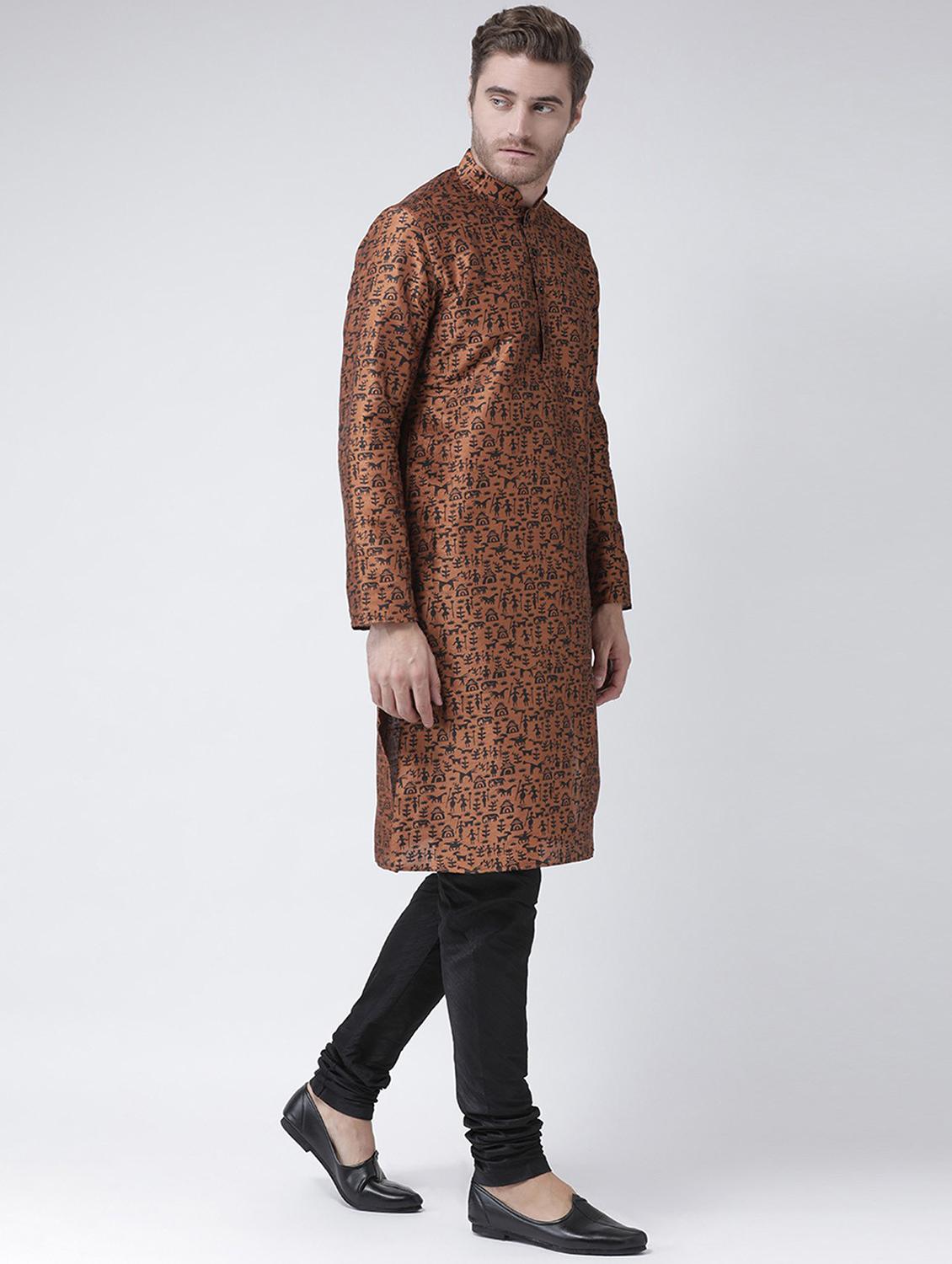 men brown printed detailed kurta - 21075841 - Standard Image - 2