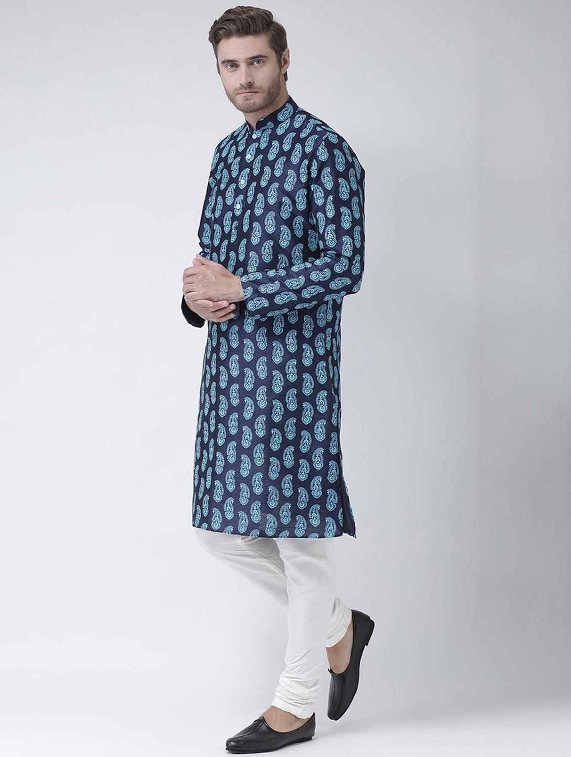 men mandarin neck printed long kurta - 21075874 - Standard Image - 2