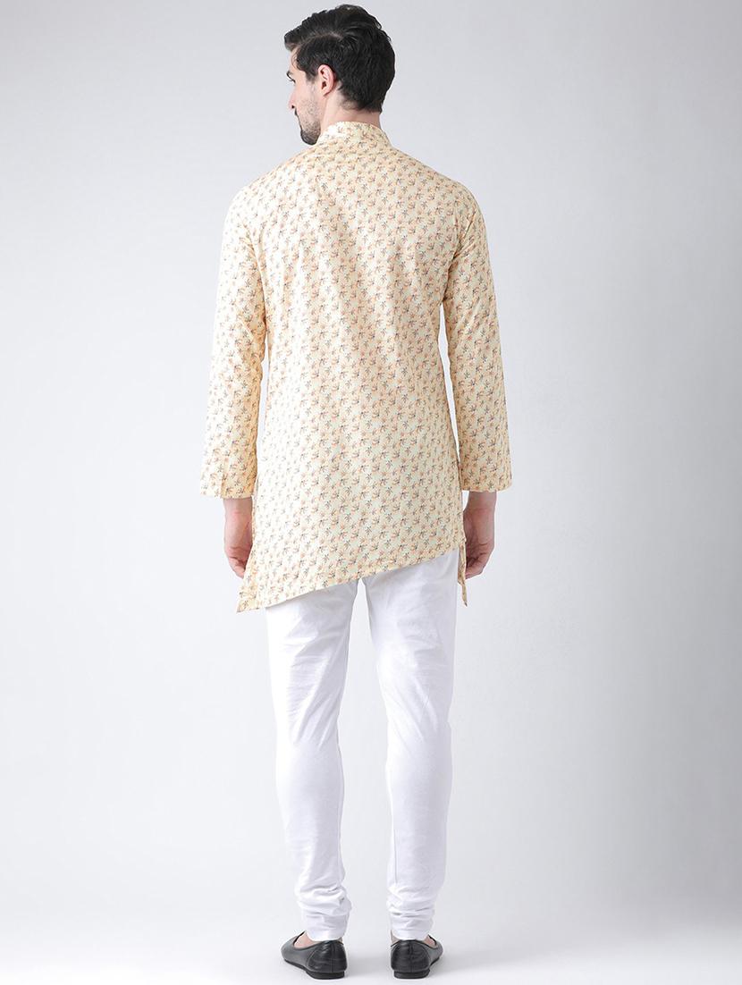 men printed silk asymmetric kurta - 21075898 - Standard Image - 2