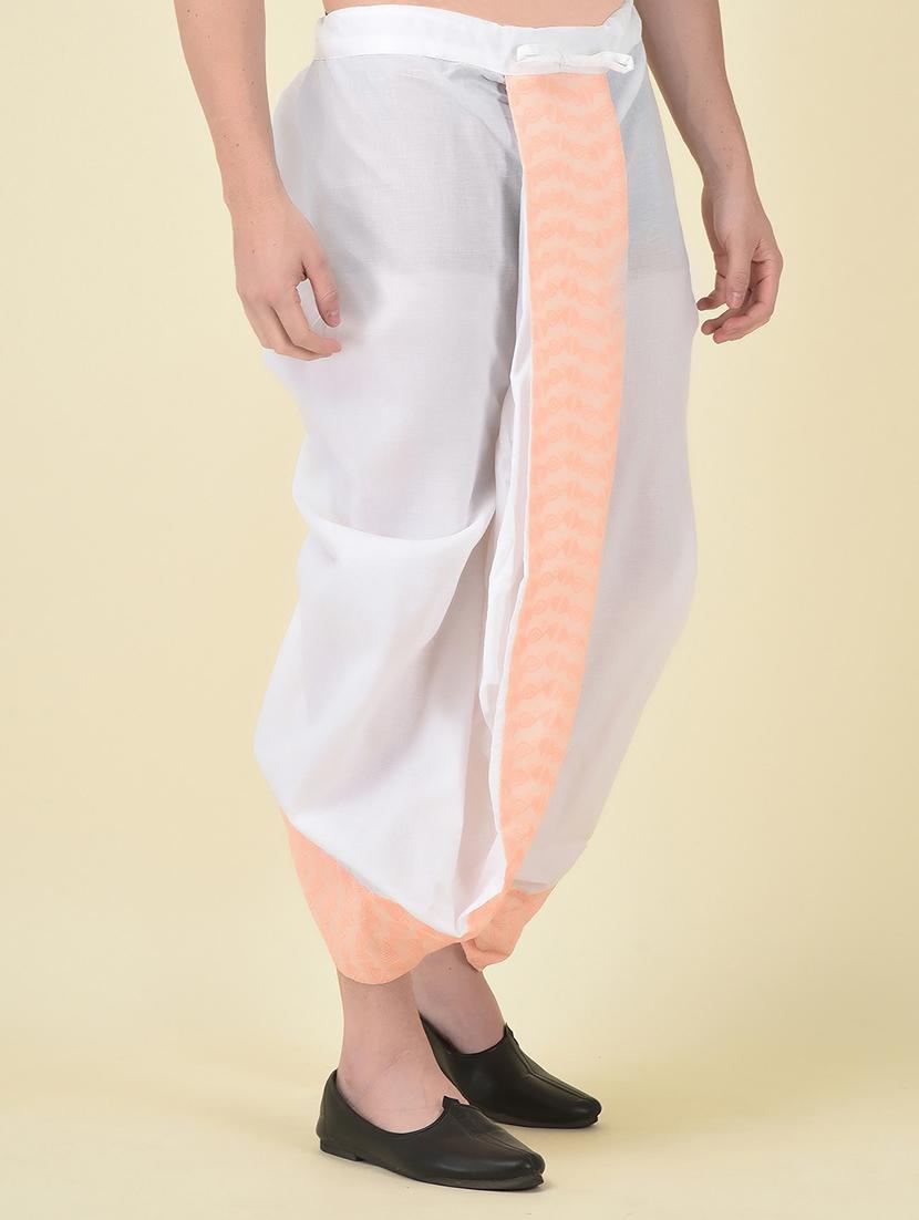 men embroidered white dhoti - 21076357 - Standard Image - 2