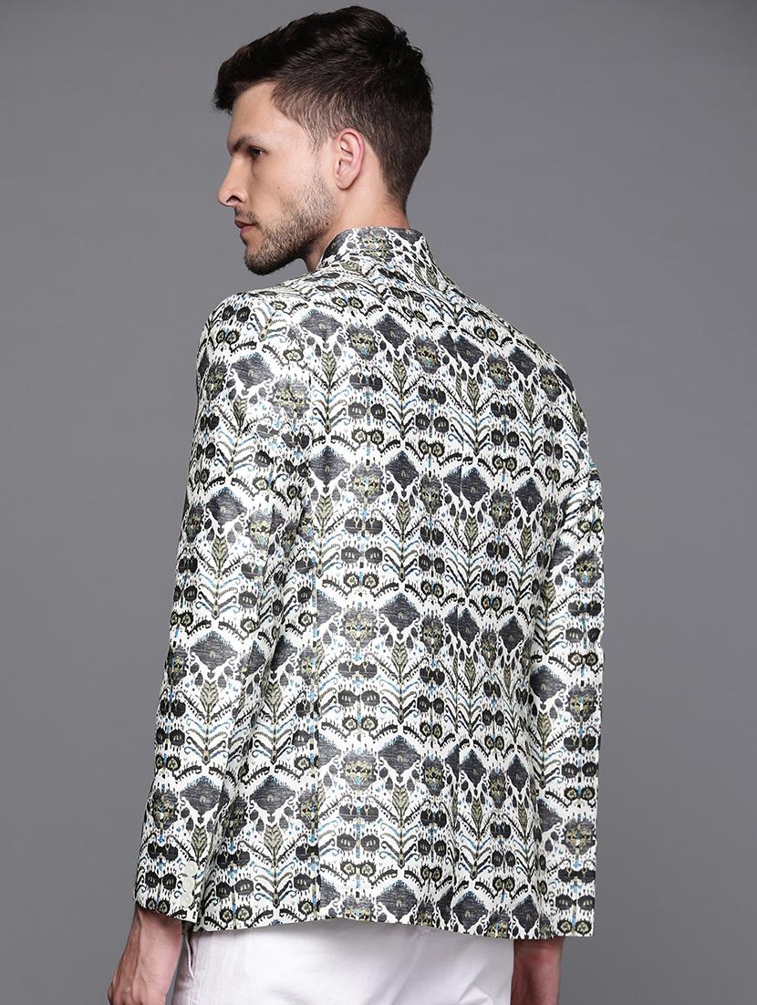 men printed bandhgala blazer - 21076577 - Standard Image - 2
