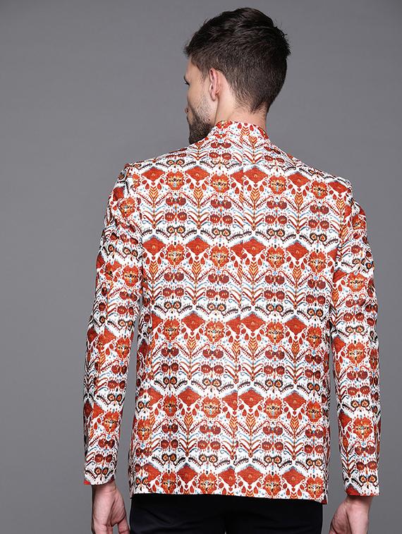 men printed bandhgala blazer - 21076596 - Standard Image - 2