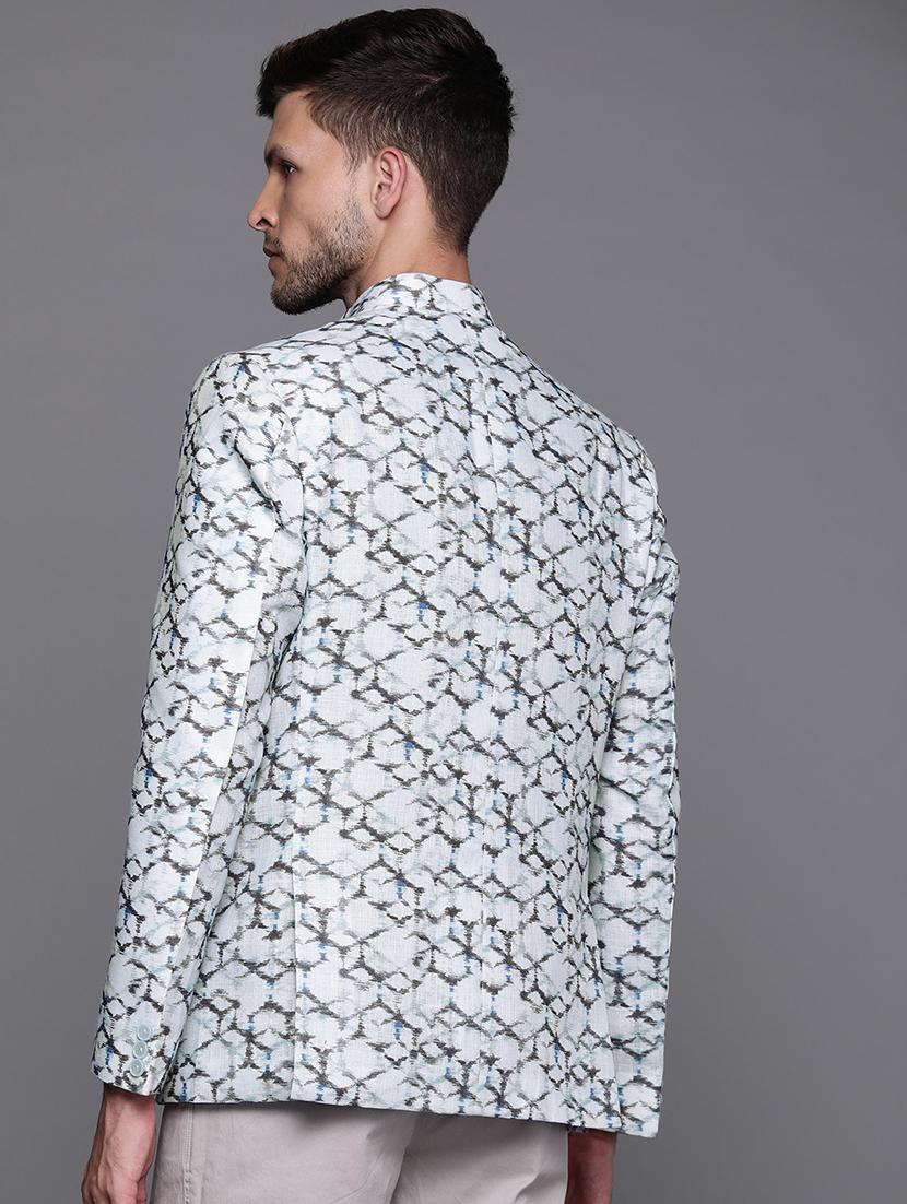 men printed bandhgala blazer - 21076609 - Standard Image - 2