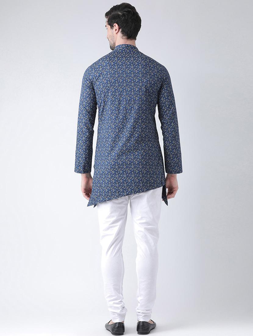 men printed mandarin kurta botton ethnic wear set - 21078646 - Standard Image - 2