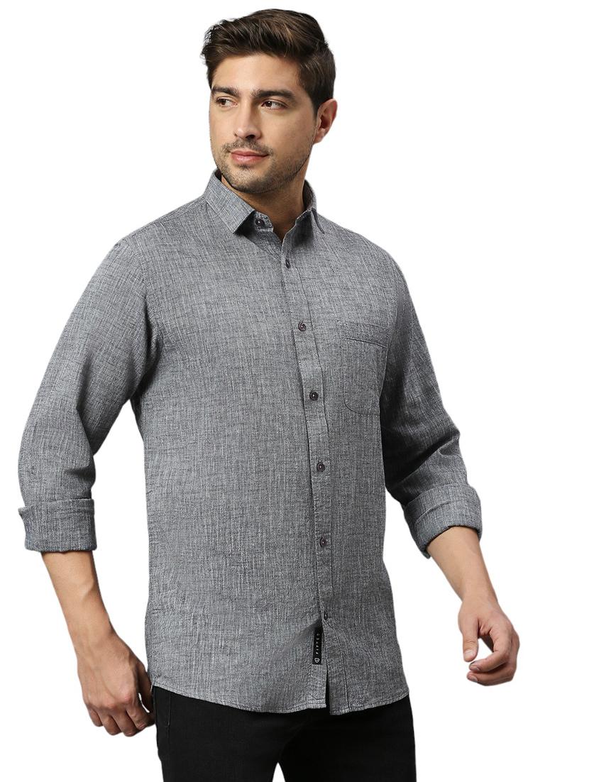 grey cotton casual shirt - 21078670 - Standard Image - 2