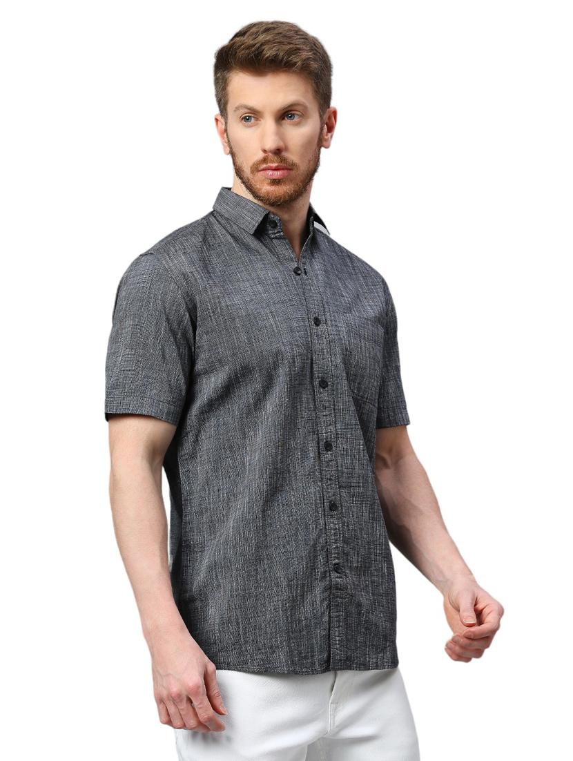 grey self design casual shirt - 21078690 - Standard Image - 2