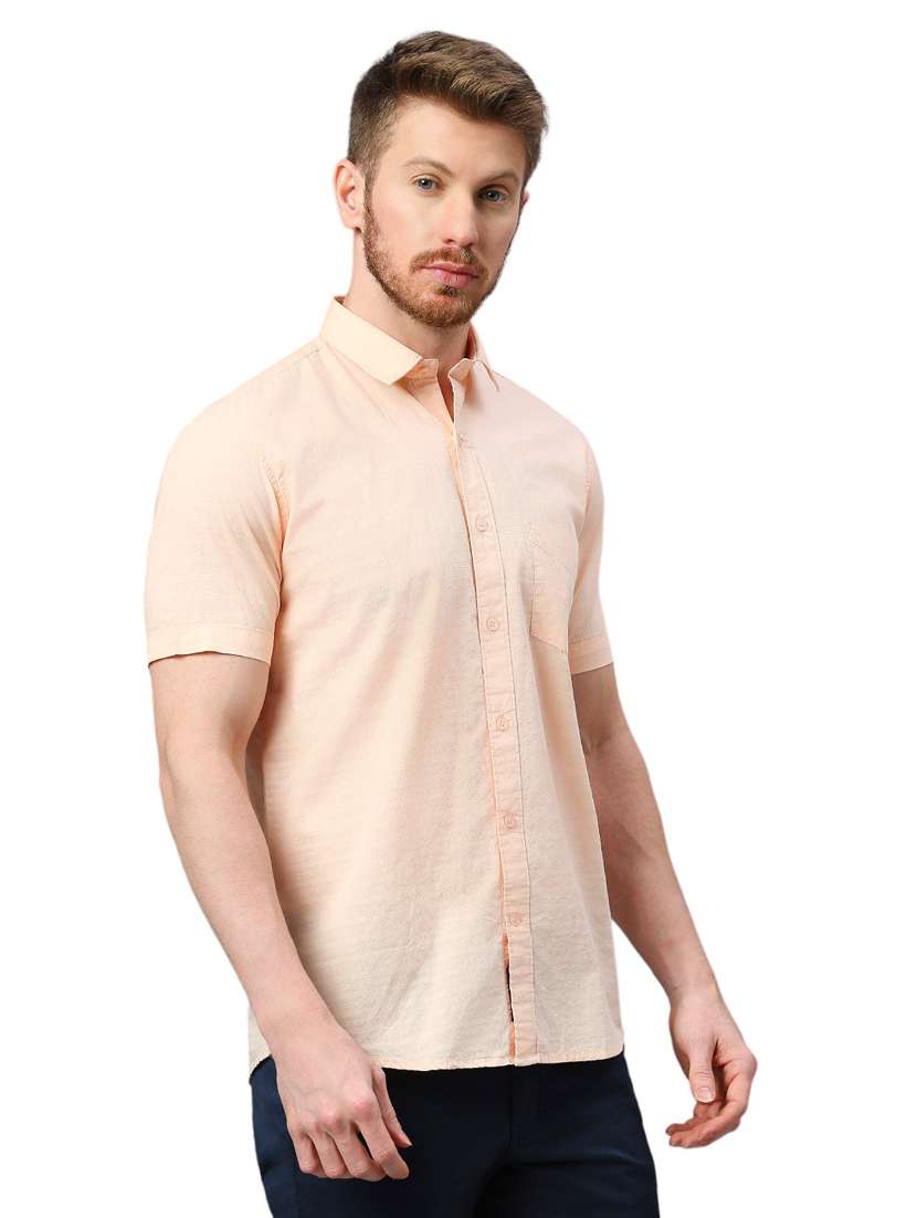 peach cotton casual shirt - 21078742 - Standard Image - 2