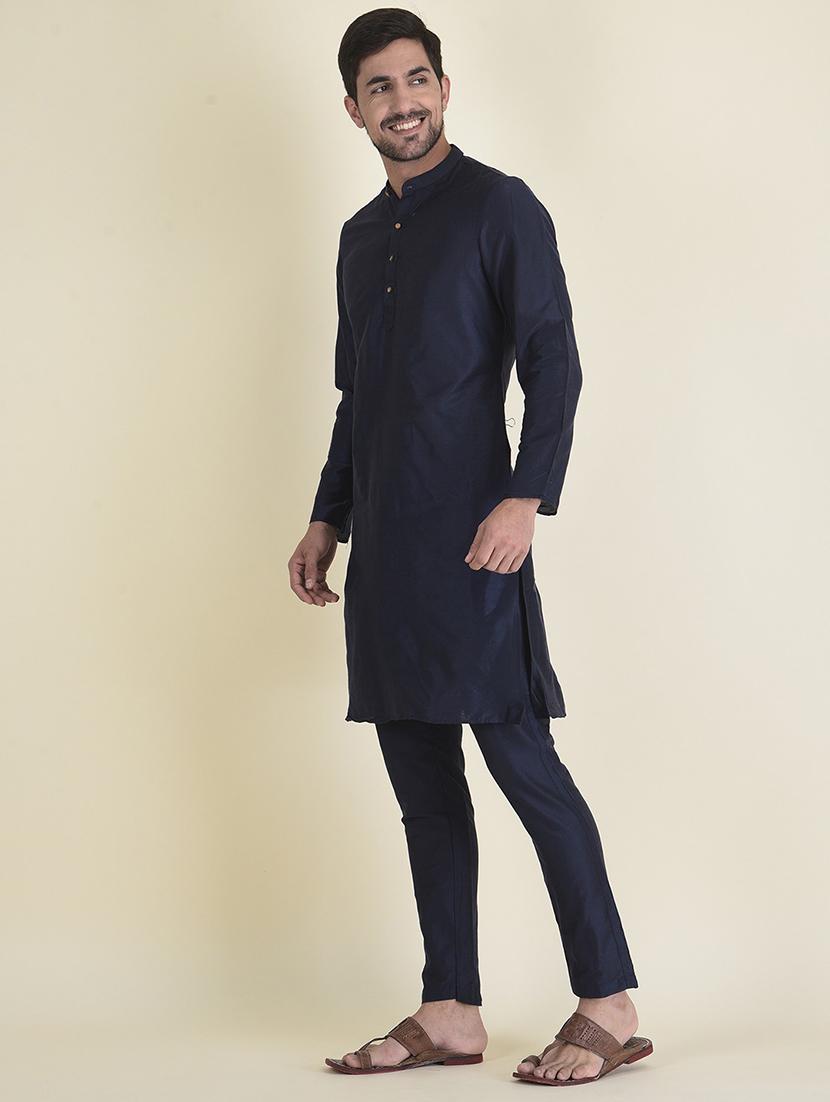 men solid cotton kurta trouser ethnic wear set - 21078892 - Standard Image - 2