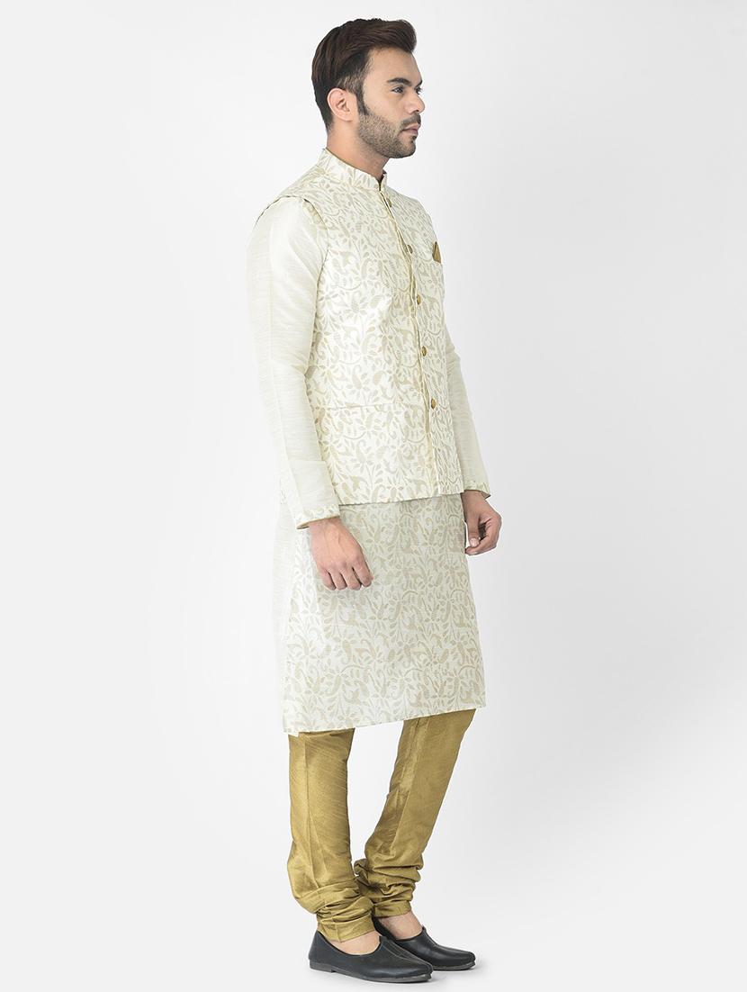men mandarin neck kurta bottom with nehru jacket - 21079077 - Standard Image - 2