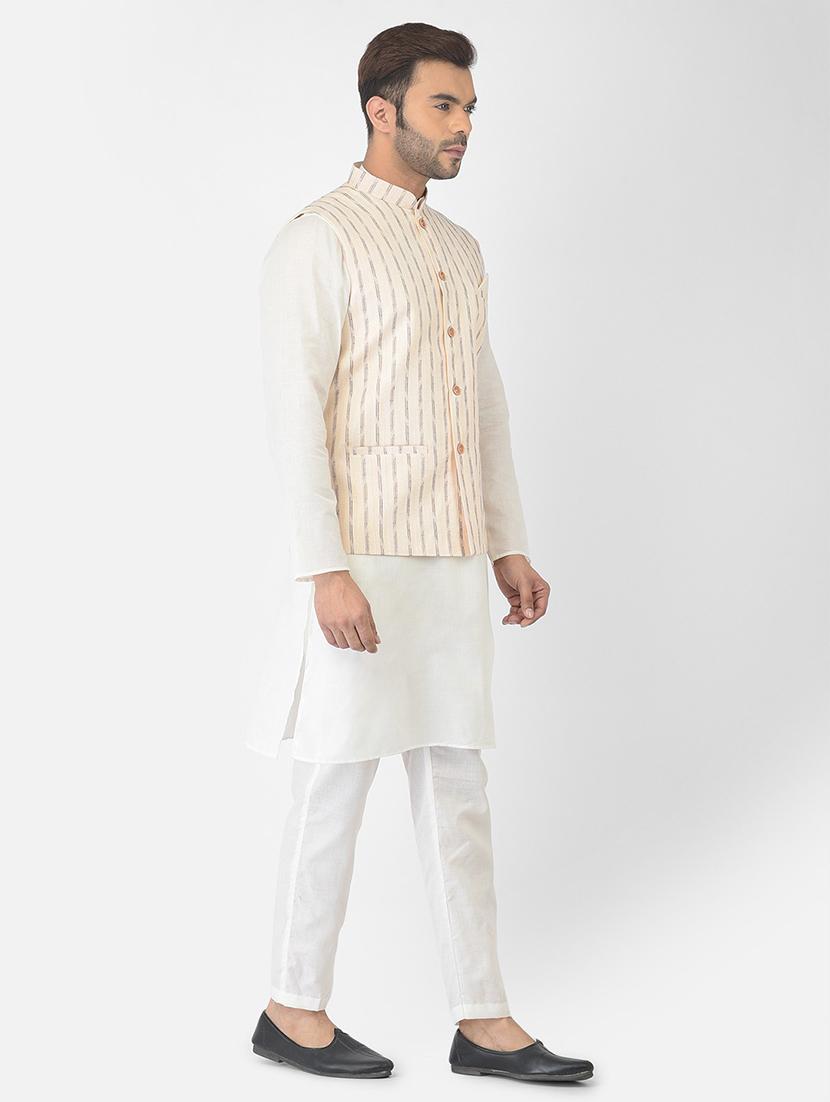 men mandarin neck kurta pyjama set with jacket - 21079091 - Standard Image - 2