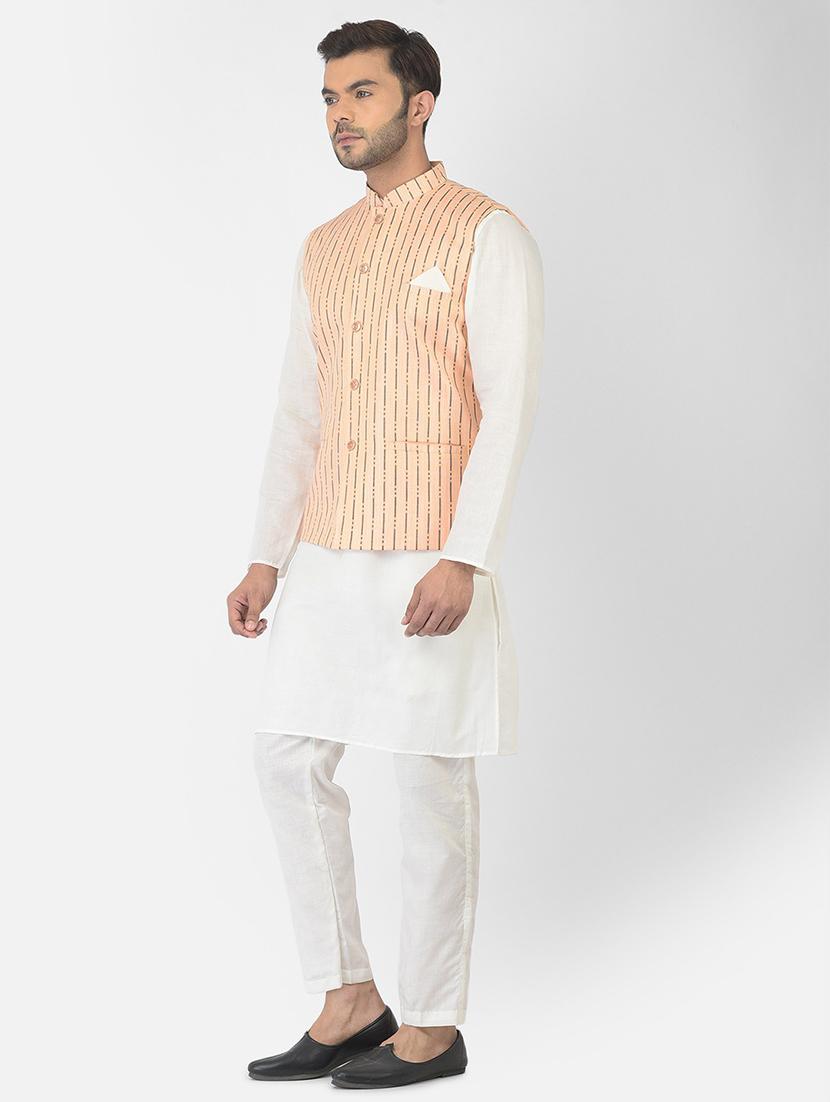 men cotton kurta pyjama with nehru jacket - 21079097 - Standard Image - 2