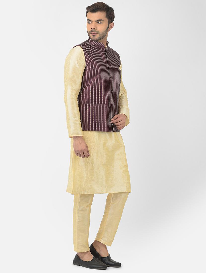 men mandarin neck kurta bottom with nehru jacket - 21079113 - Standard Image - 2