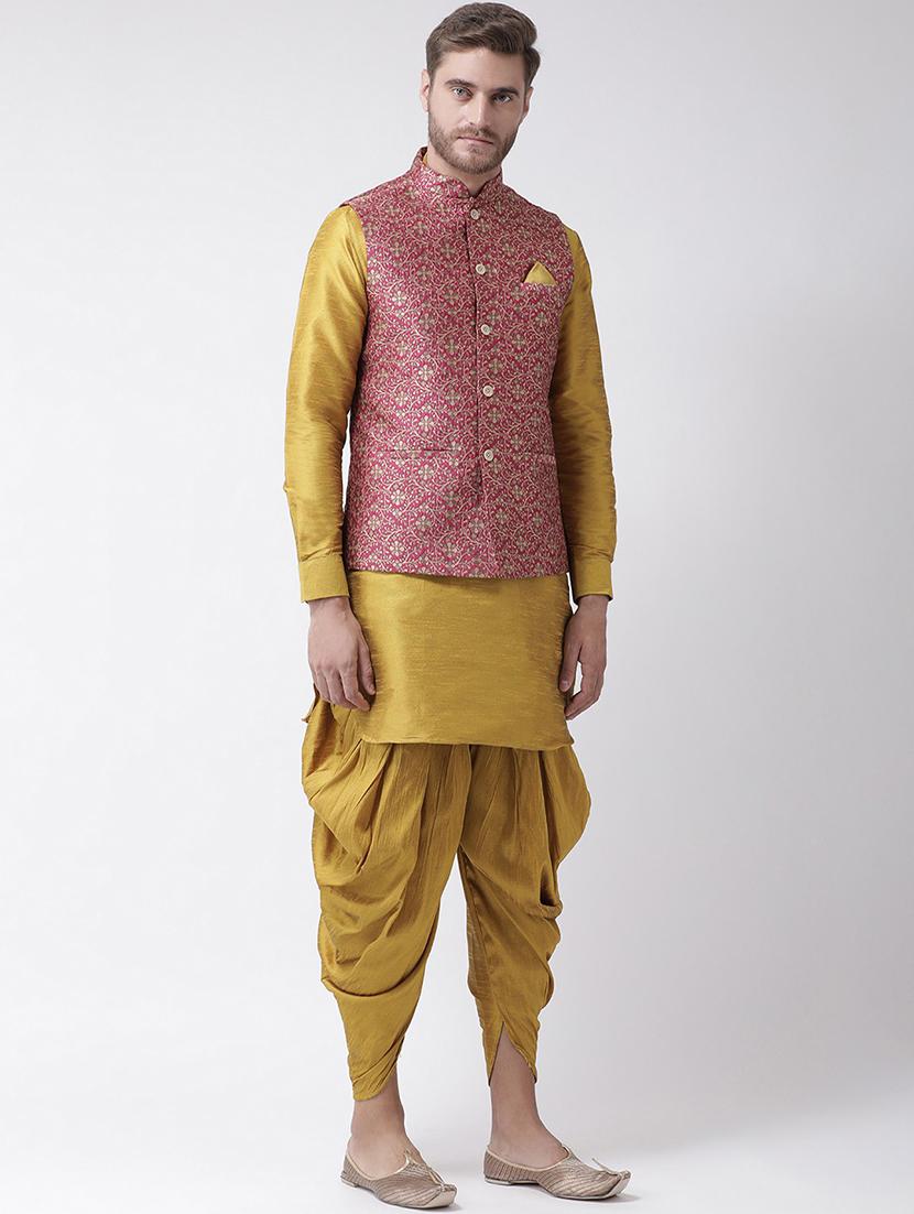 men self design kurta pyjama with nehru jacket - 21079437 - Standard Image - 2