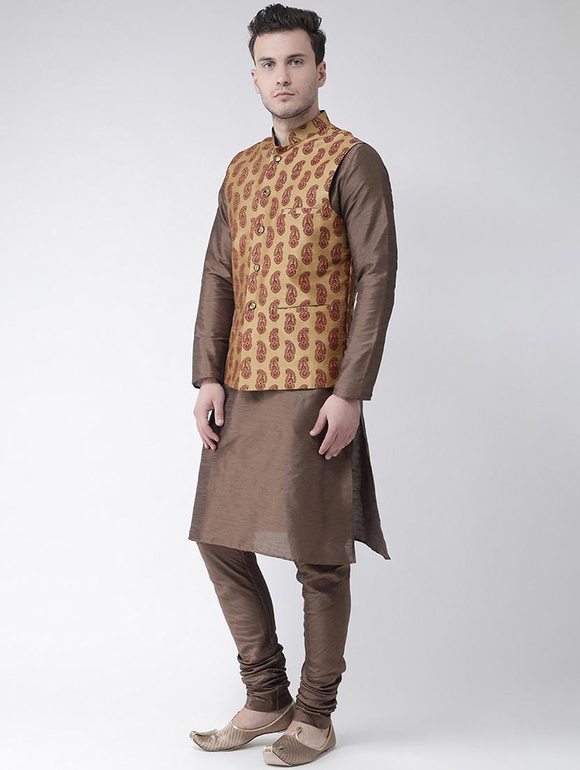 men mandarin neck kurta bottom with nehru jacket - 21079480 - Standard Image - 2