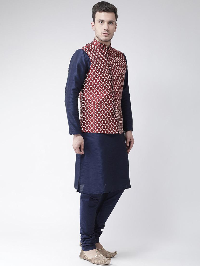 men mandarin neck kurta churidar with jacket - 21079544 - Standard Image - 2