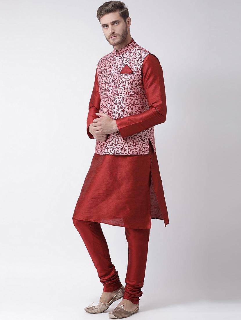 men mandarin kurta pyjama with nehru jacket - 21079572 - Standard Image - 2