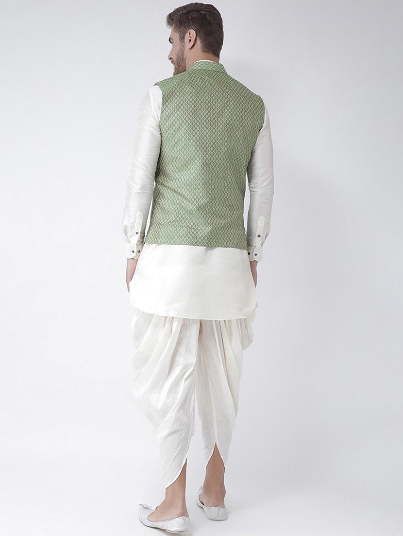 men mandarin neck kurta dhoti with jacket - 21079585 - Standard Image - 2