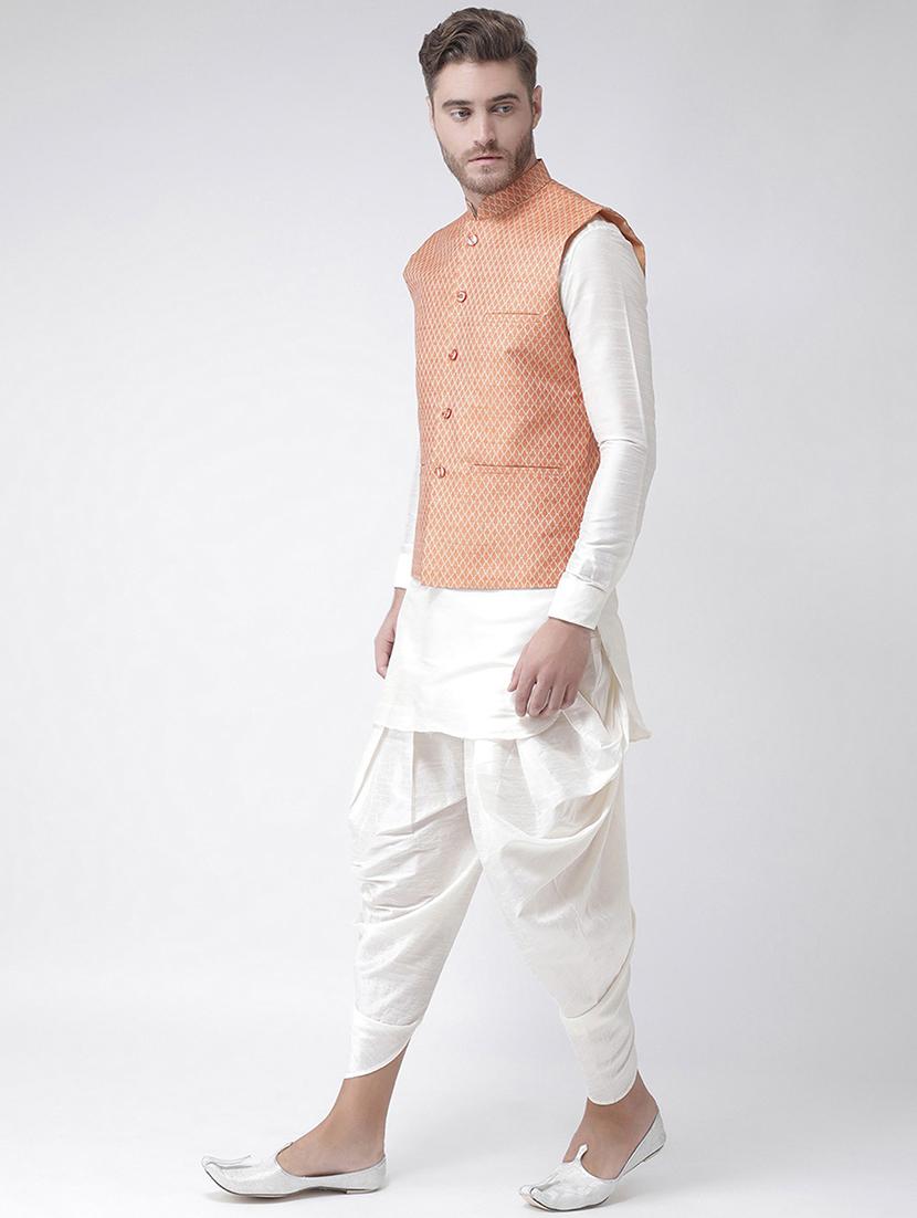 men printed long sleeve kurta pyjama with jacket set - 21079589 - Standard Image - 2