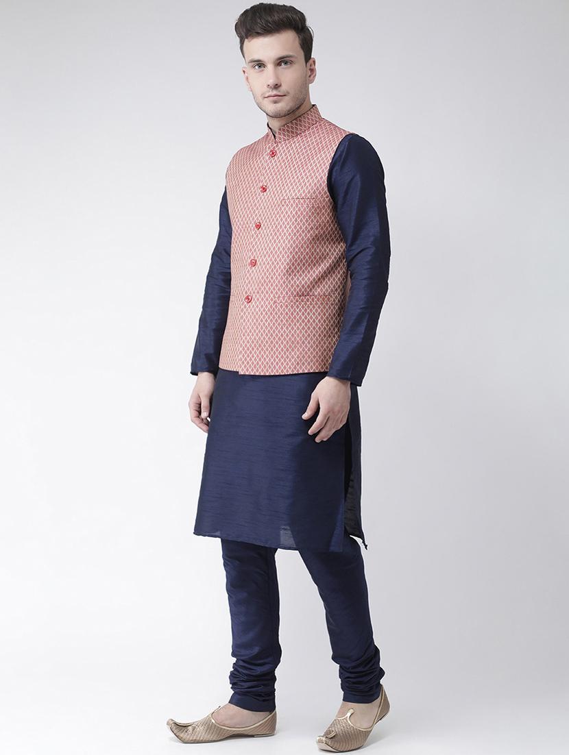 men mandarin kurta pyjama with nehru jacket - 21079593 - Standard Image - 2