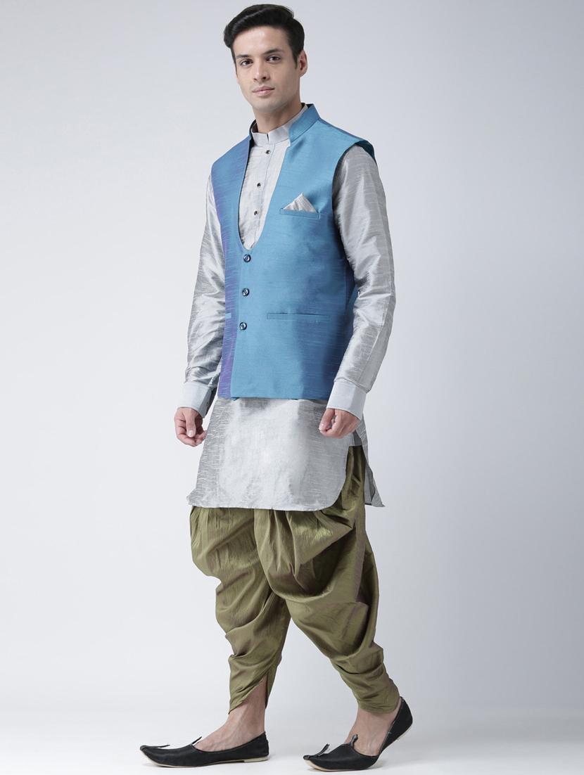 men solid kurta botton with nehru jacket - 21079610 - Standard Image - 2