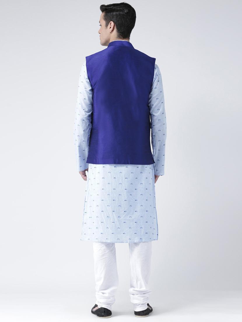 men printed long sleeve kurta pyjama with jacket set - 21079634 - Standard Image - 2