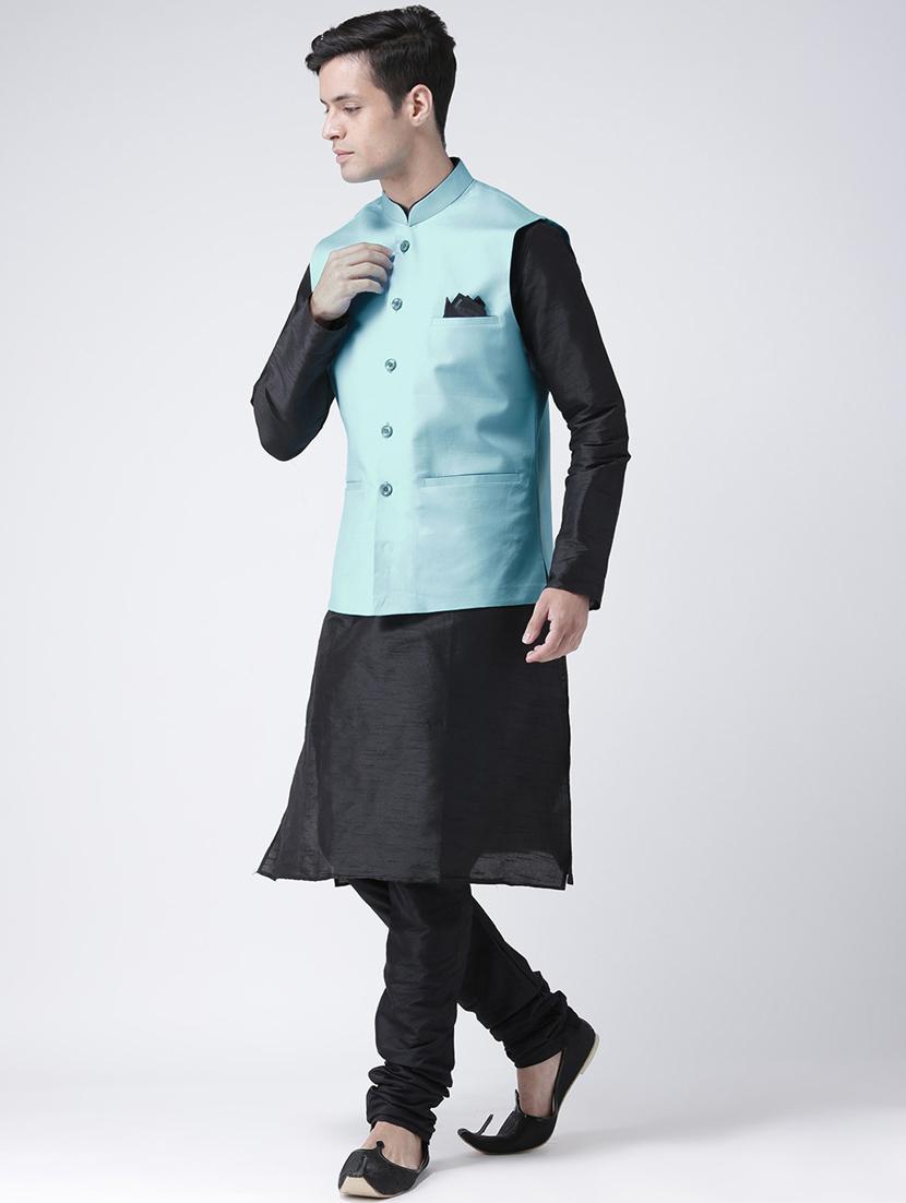 men mandarin neck kurta pyjama set with jacket - 21079646 - Standard Image - 2