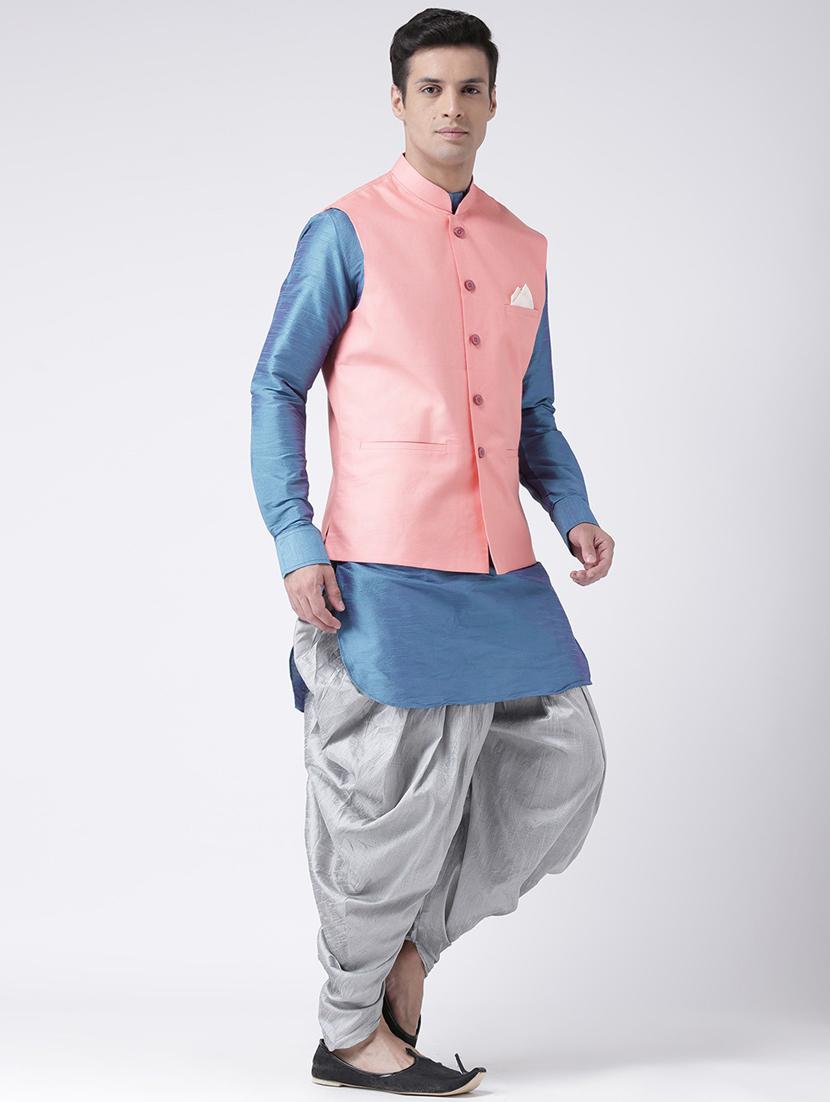 men mandarin neck kurta dhoti with jacket - 21079650 - Standard Image - 2
