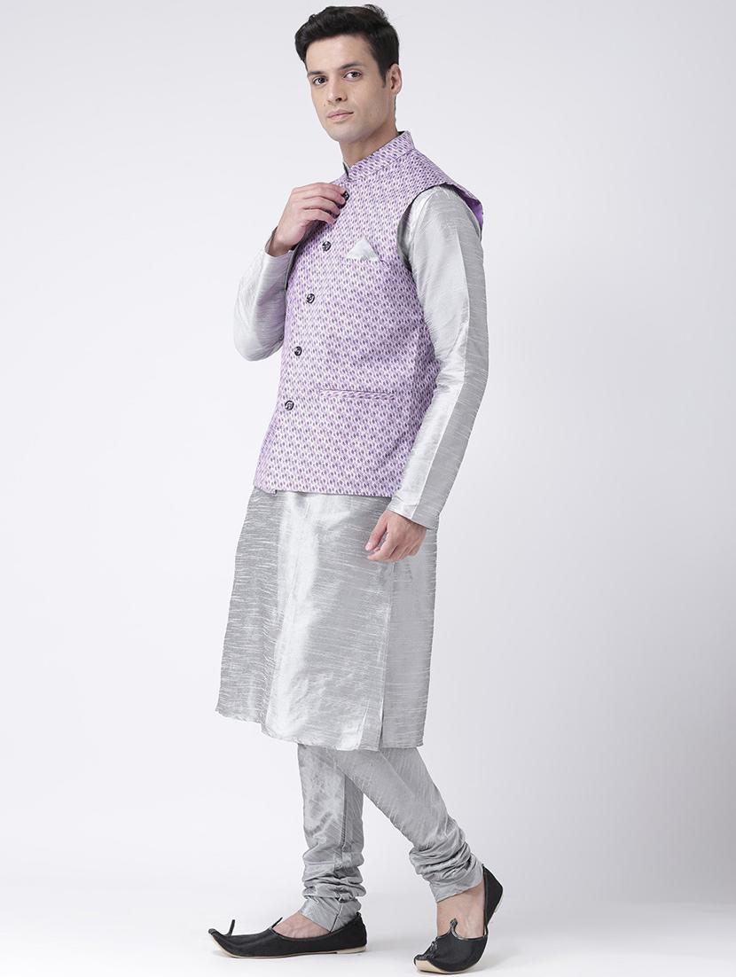 men mandarin neck kurta bottom with jacket - 21079680 - Standard Image - 2
