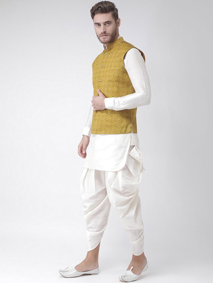 men white dhoti kurta ethnic wear set with jacket - 21079751 - Standard Image - 2