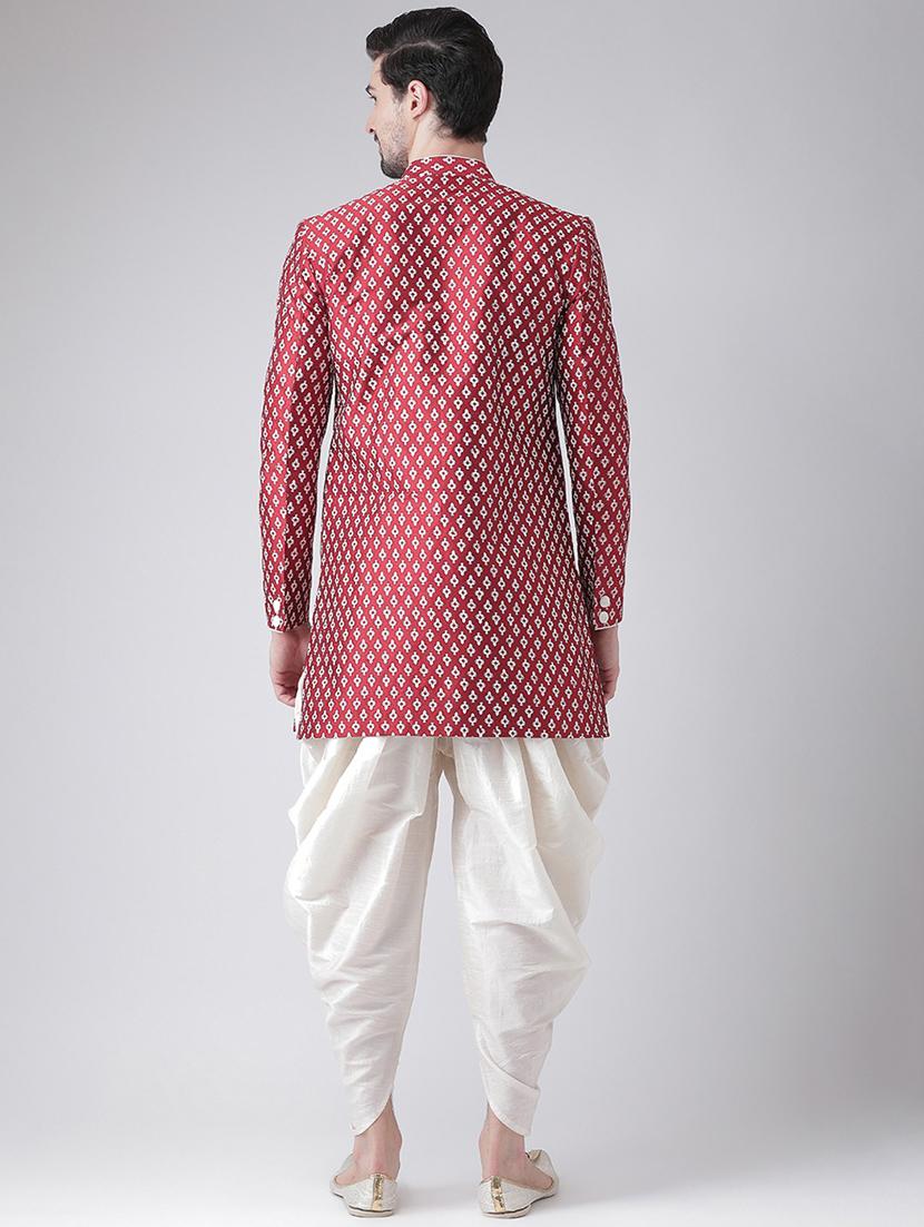 men long sleeve printed sherwani set - 21080179 - Standard Image - 2