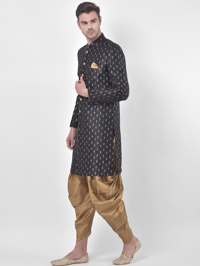 men long sleeve printed sherwani set - 21080188 - Standard Image - 2
