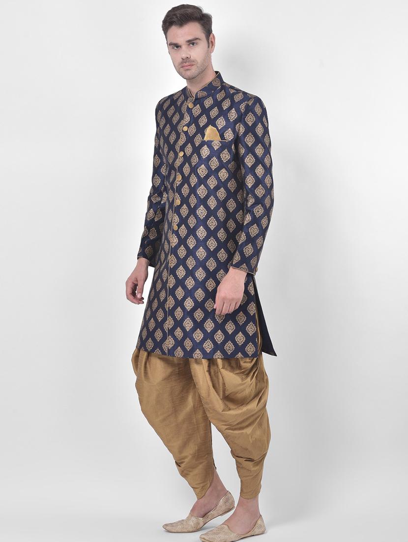 men pure silk sherwani ethnic wear set - 21080198 - Standard Image - 2